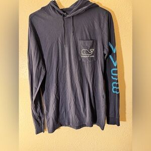 Vineyard Vines Navy Cotton Tee XS with hood and flag